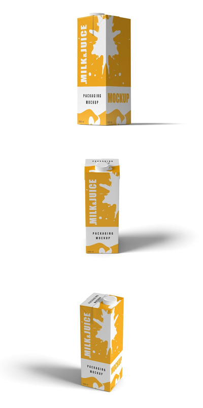 牛奶和果汁包装模型样机（PSD）