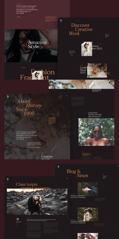 创意时尚的艺术网站模板下载（XD,PSD）