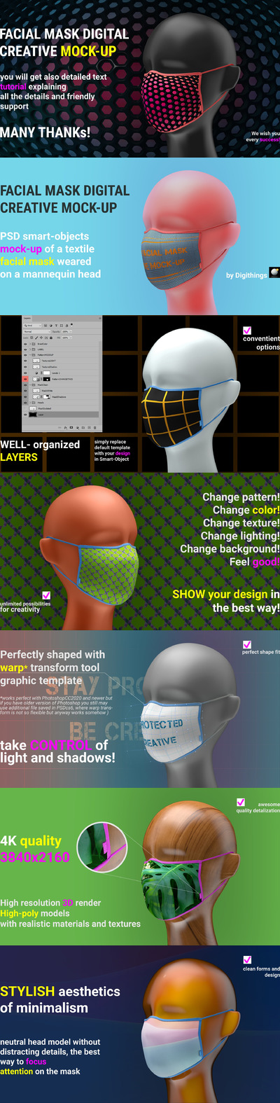 人体模型头上的口罩效果图样机素材