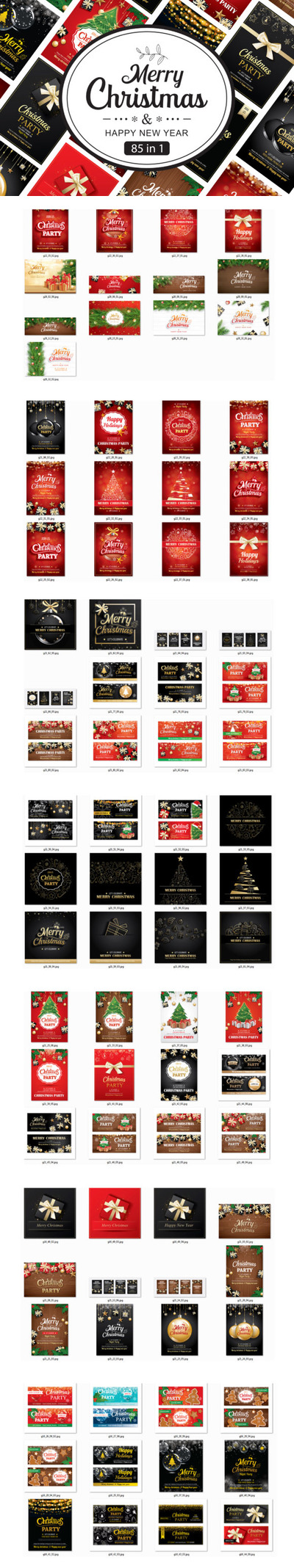 圣诞/新年节日问候Banner&贺卡设计模板