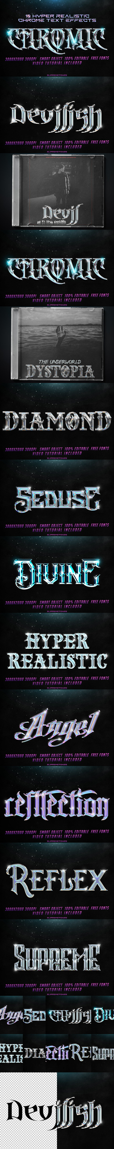 超逼真的的10个3D金属立体字文字效果图层样式集合