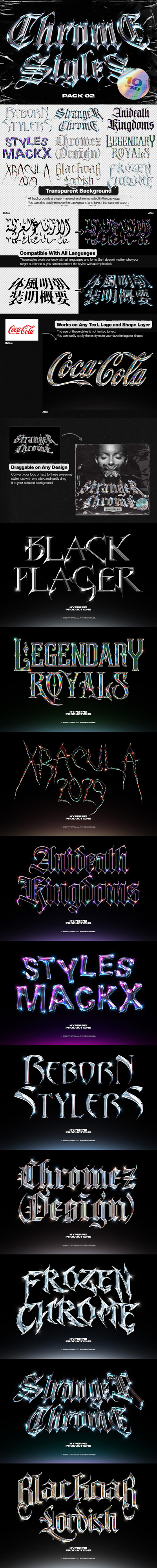 金属镀铬文字效果ps图层样式素材v2