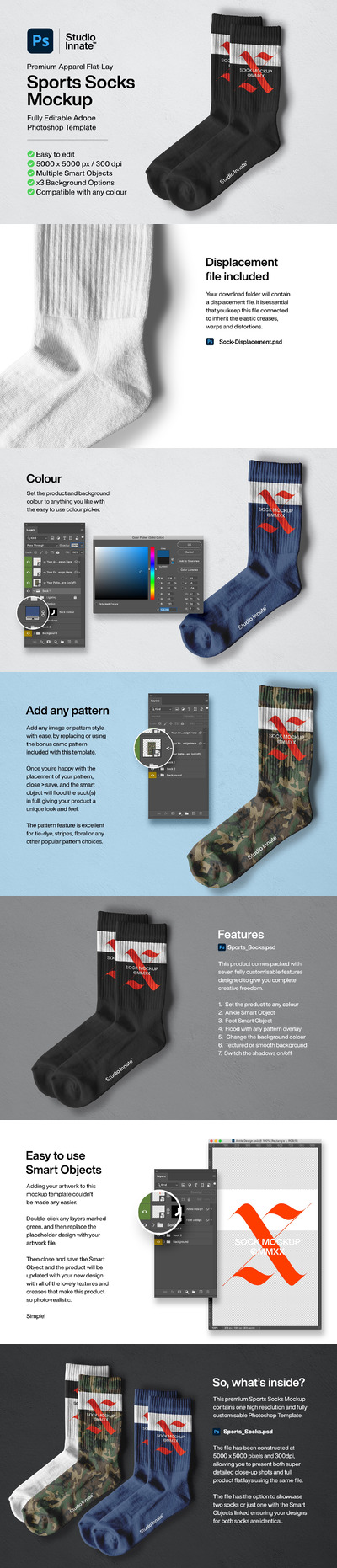 运动袜子图案设计样机