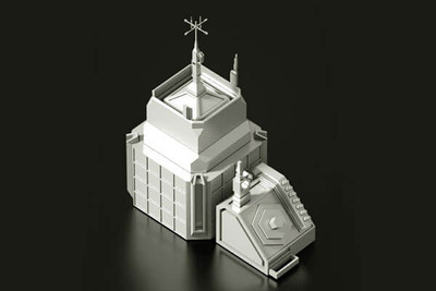 高科技科幻航母天线塔C4D模型下载（OBJ ）