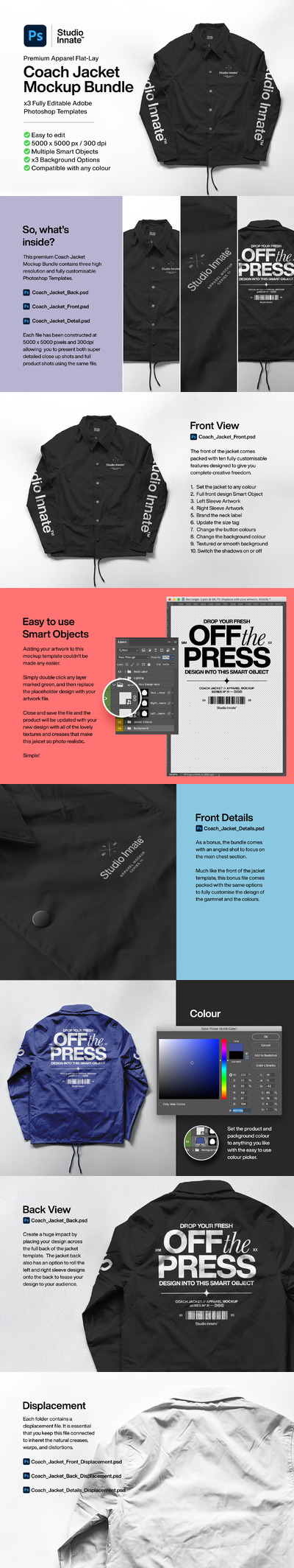 教练夹克服装设计样机模板