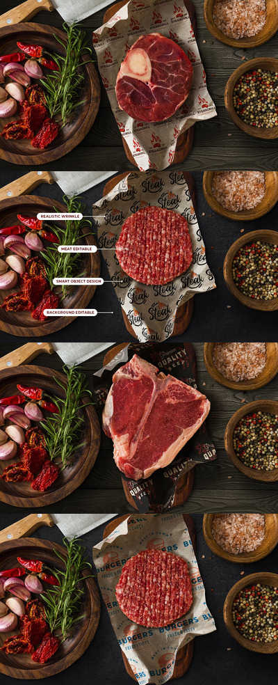 肉包装纸模型样机（PSD）