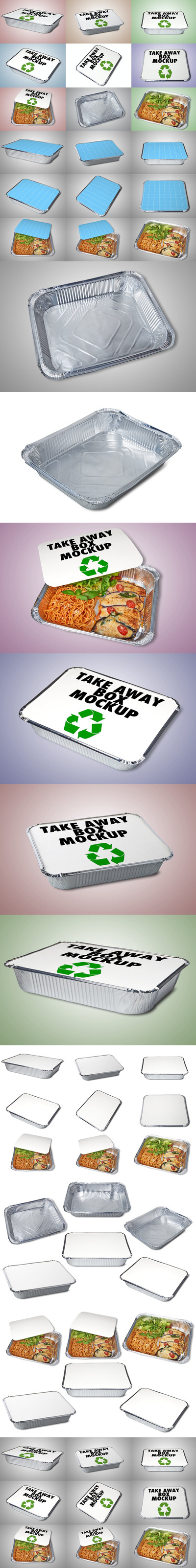 少见稀有的外卖包装锡纸包装设计VI样机展示模型mockups