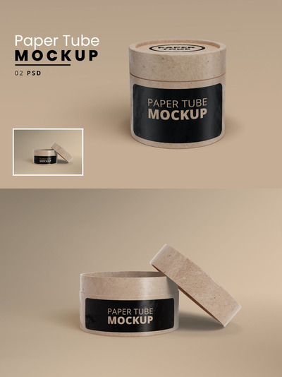 少见的纸管包装设计VI样机展示模型mockups