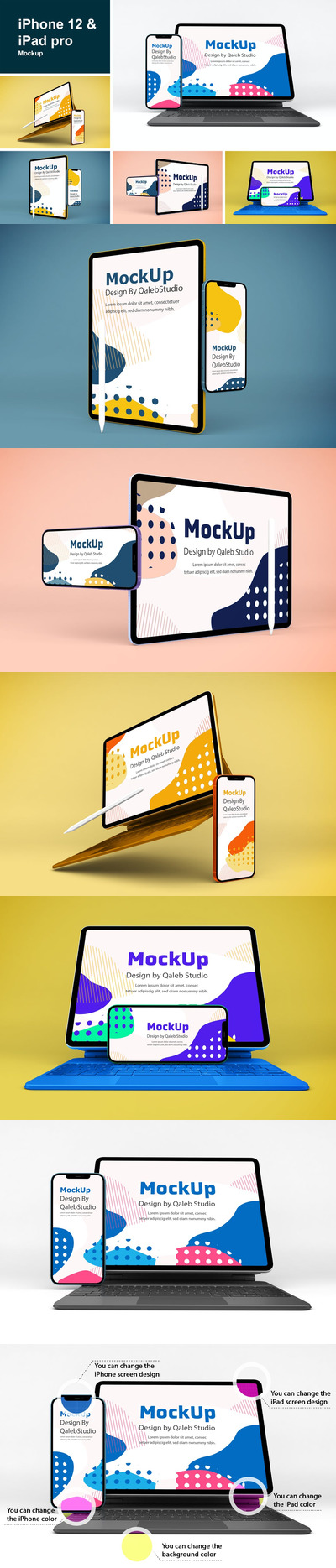 iPhone 12和iPad Pro APP UI样机展示模型mockups
