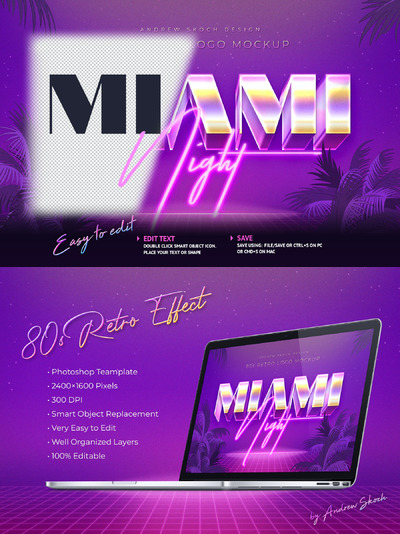 复古80年代效果的字体图层样式（PSD,JPG,PDF）