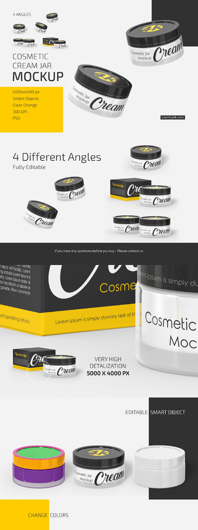 化妆品面霜罐子样机套装