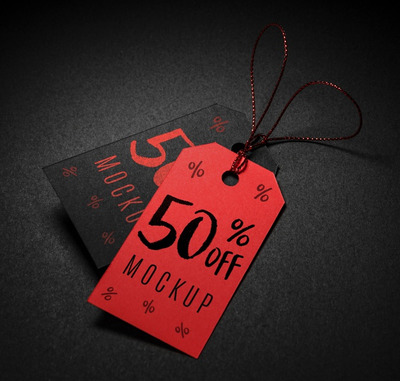 红色和黑色价格标签样机[PSD]