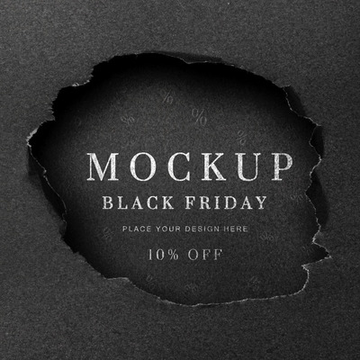 创意平面撕裂黑五广告模板[PSD]