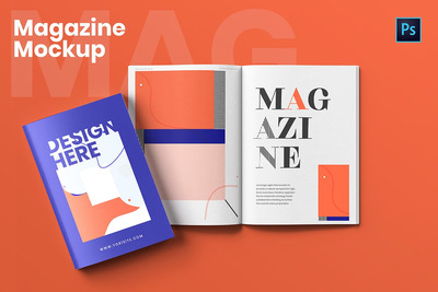 时尚杂志画册模型样机（PSD）