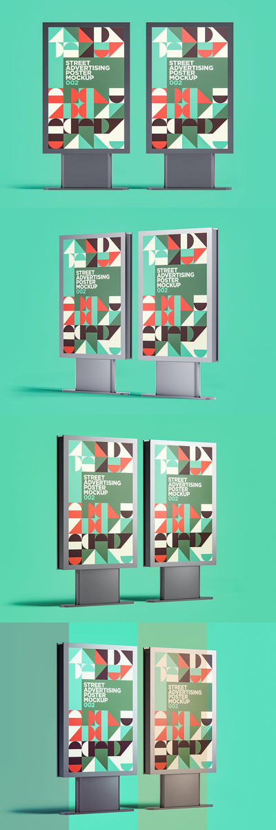 街道广告海报模型样机（PSD）