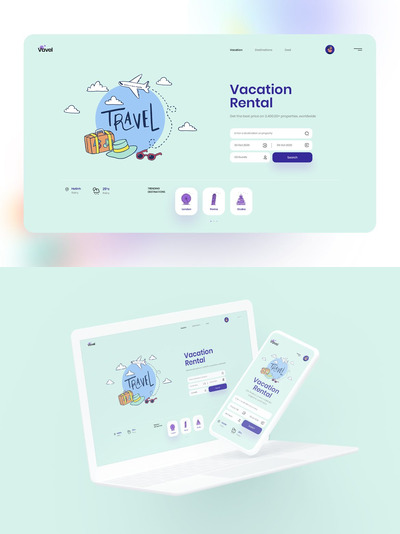 旅行着陆页设计目标下载（XD,PSD）