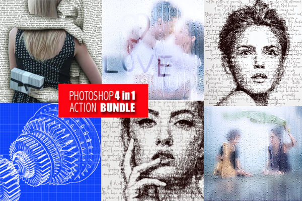 Photoshop4合1照片处理动作套件