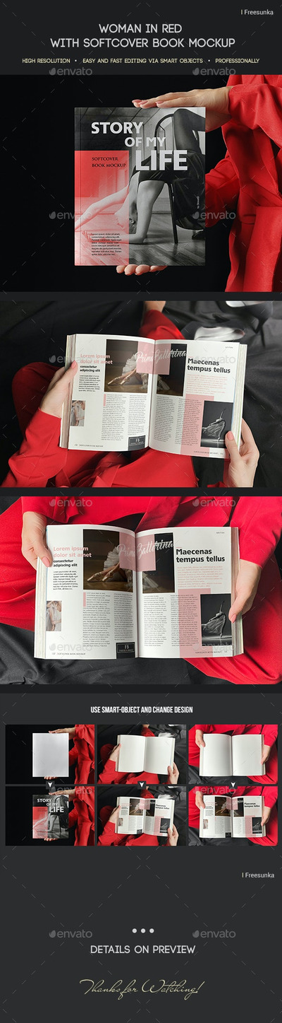 红色服装女人手持时尚杂志效果图样机素材