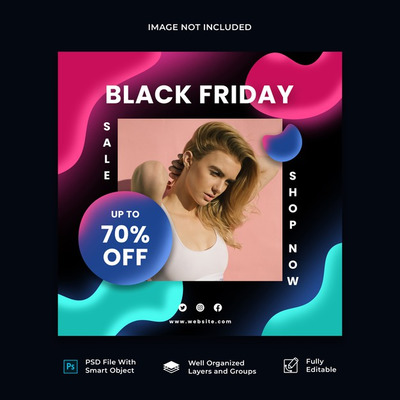 方形黑五购物节销售横幅模板[PSD]销售