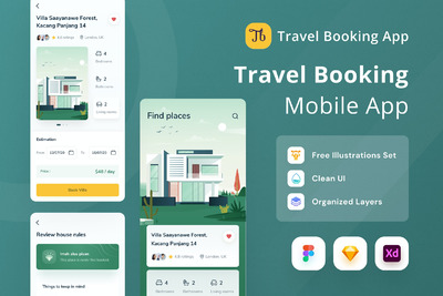 旅行预订APP UI模板（FIG,SKETCH,XD）