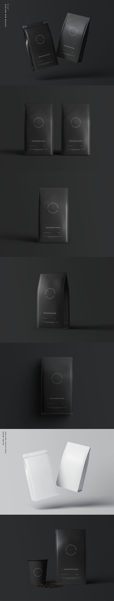 高品质的时尚高端咖啡包装设计VI样机展示模型mockups