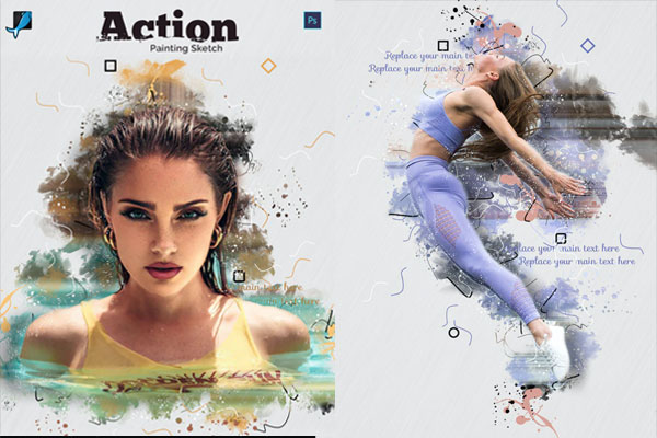 绘画素描水彩效果Photoshop动作