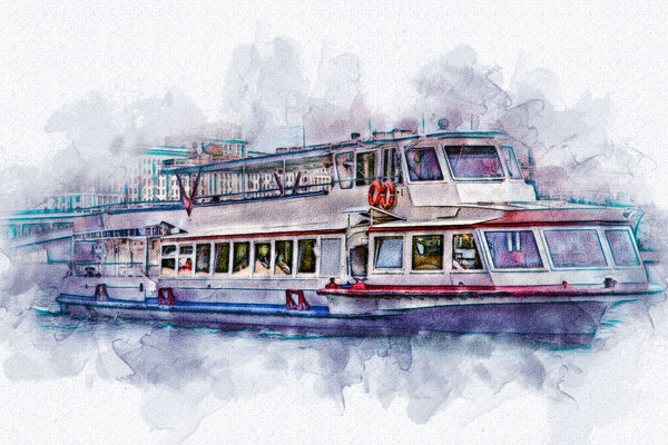 数字艺术水彩画效果Photoshop动作