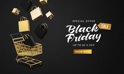 黑五购物促销横幅模板[PSD]