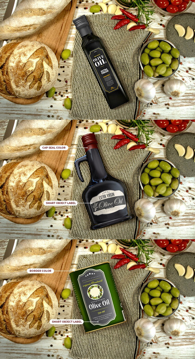 橄榄油包装模型样机下载（PSD）