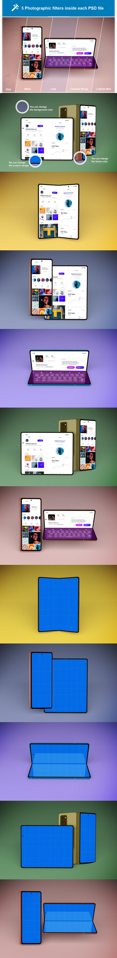 Z Fold 2 折叠屏手机样机下载（PSD）