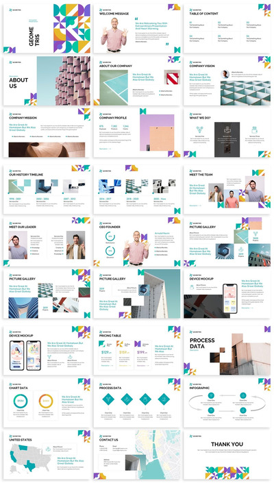 几何谷歌幻灯片PPT模板（PPTX）