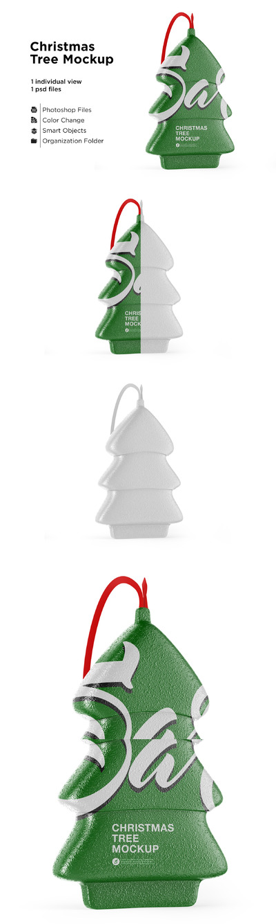 圣诞树巧克力铝箔包装设计样机模板