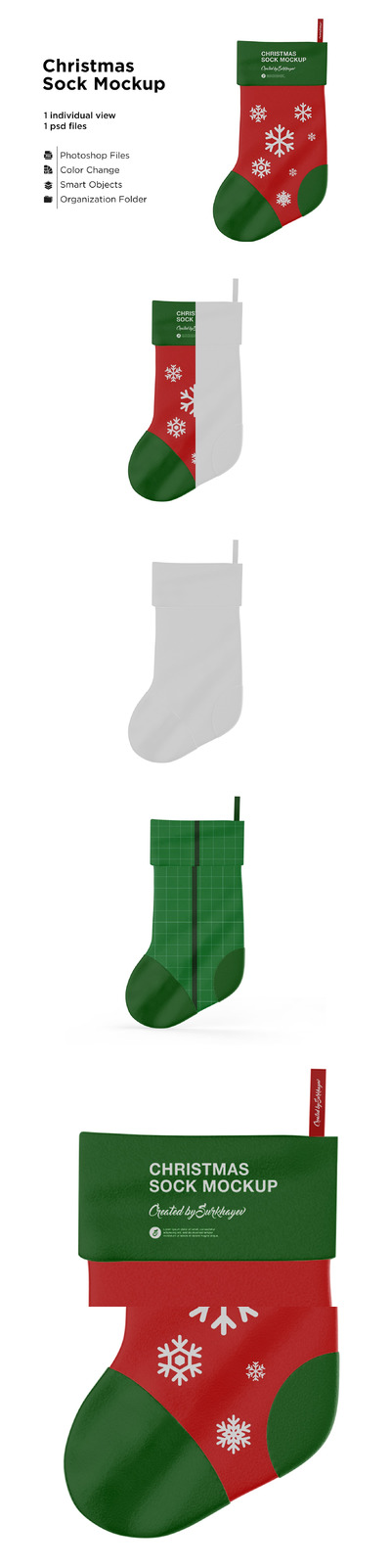 红绿圣诞袜设计展示样机模板