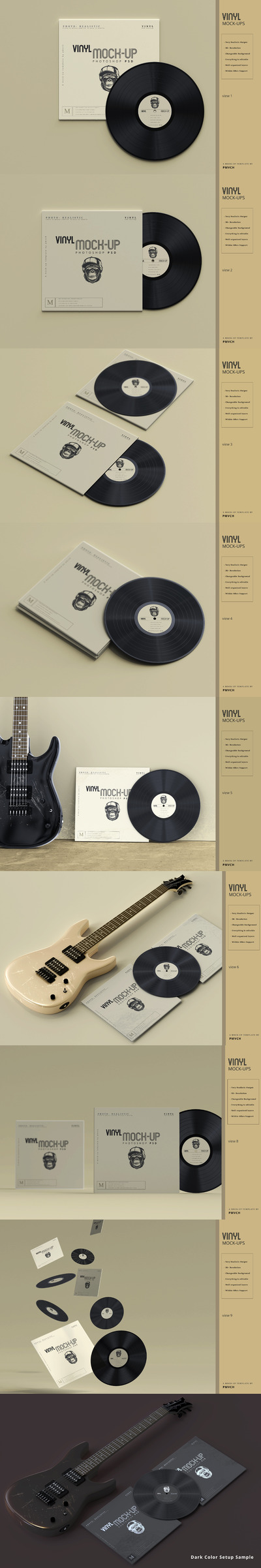 乙烯基黑胶唱片专辑封面设计样机