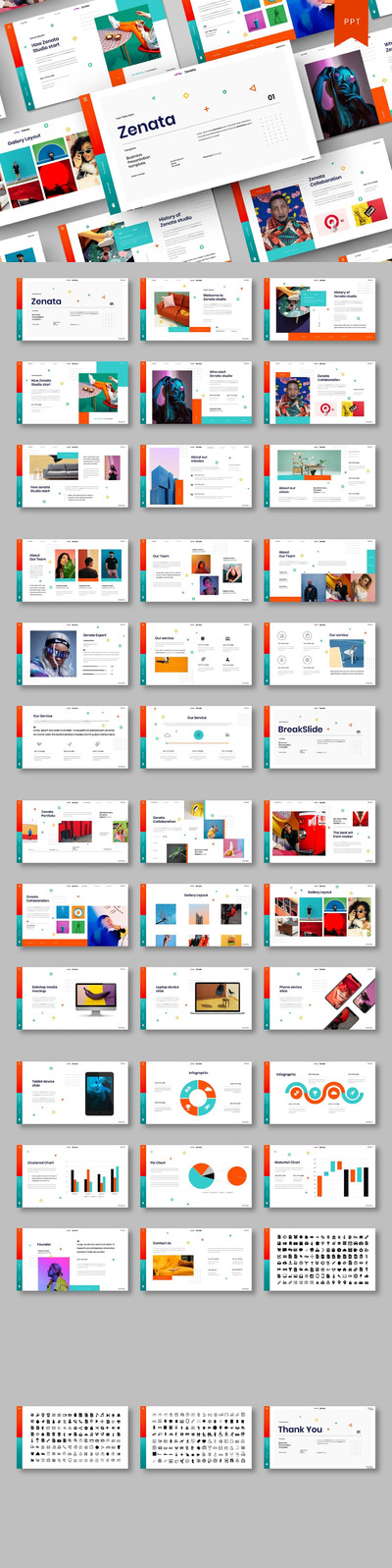 时尚高端简约多用途的高品质新孟菲斯风格powerpoint幻灯片演示模板（pptx）