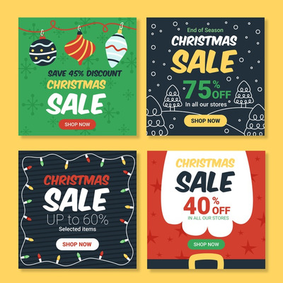 圣诞节特卖ins广告设计模板