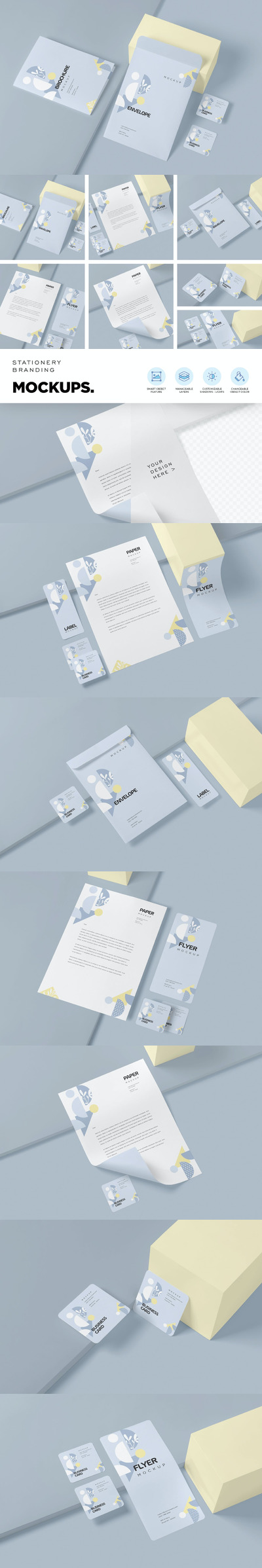 高品质的高端多用途房地产VI设计样机展示模型mockups