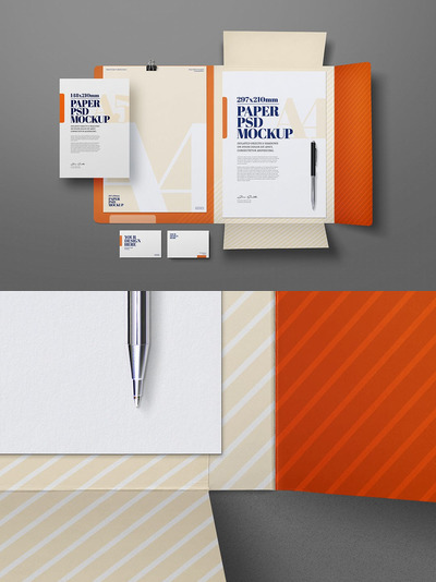 信纸传单A4 A5名片夹实物模型样机（PSD）