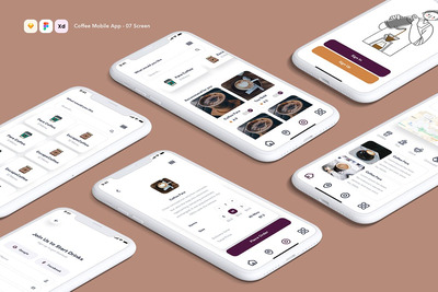 咖啡相关的APP UI模板（FIG,SKETCH,XD）