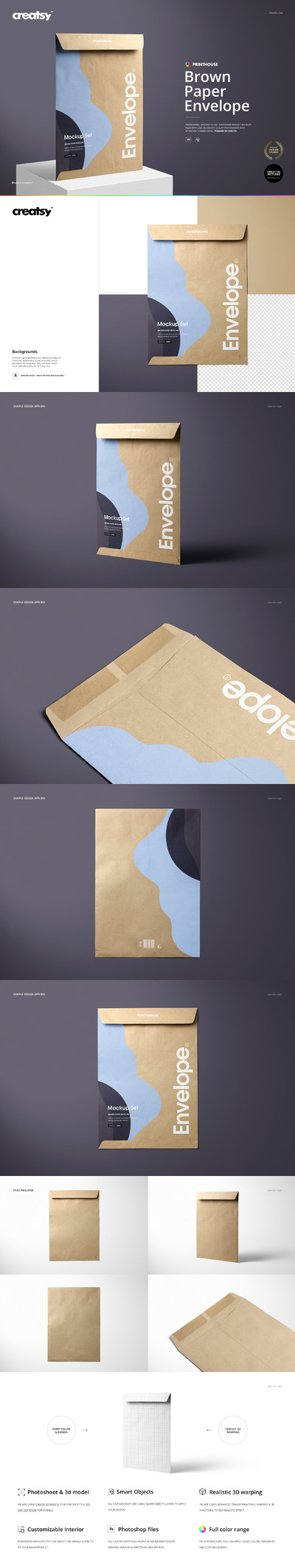 牛皮纸信封品牌VI设计样机集[1.47GB,PSD]