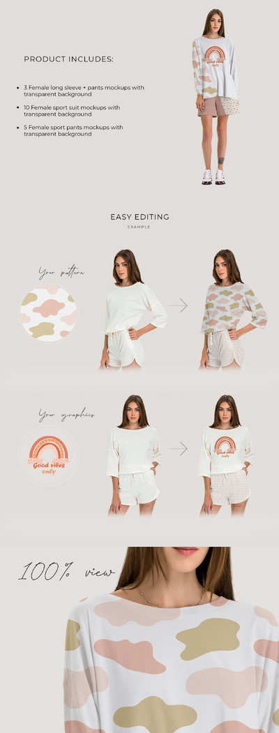 女款休闲运动服装样机集