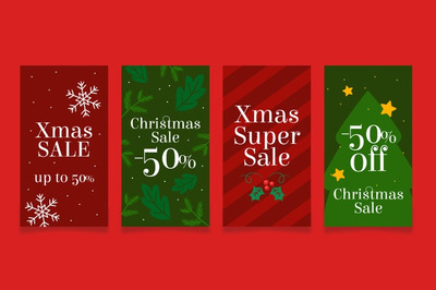 红绿色的圣诞促销ins模板