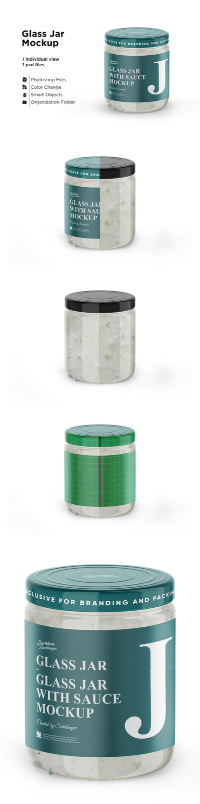 正视图-玻璃罐标签设计样机模板