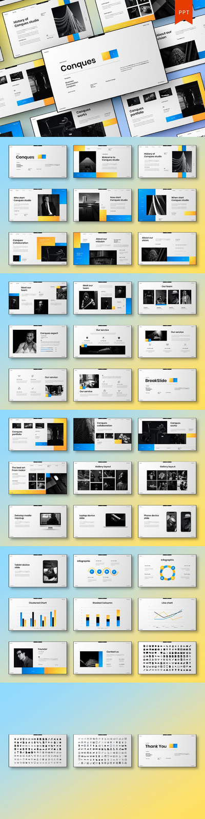 时尚高端简约专业的商业商务质感powerpoint幻灯片演示模板（pptx）