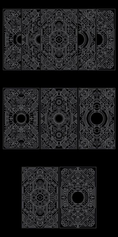 少见稀有的塔罗牌扑克牌抽象矢量背景底纹纹理集合-EPS，JPG