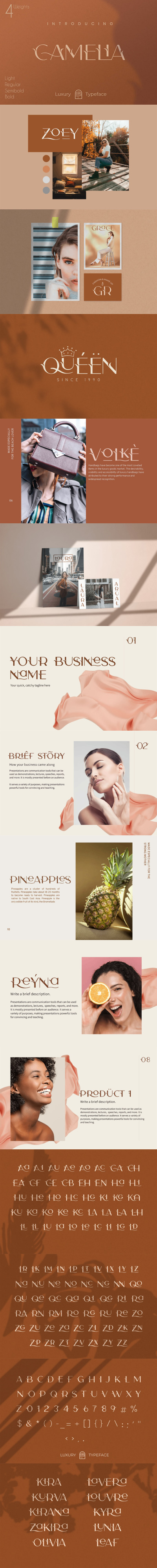 Camelia Sans-独特的花朵植物树叶英文字体