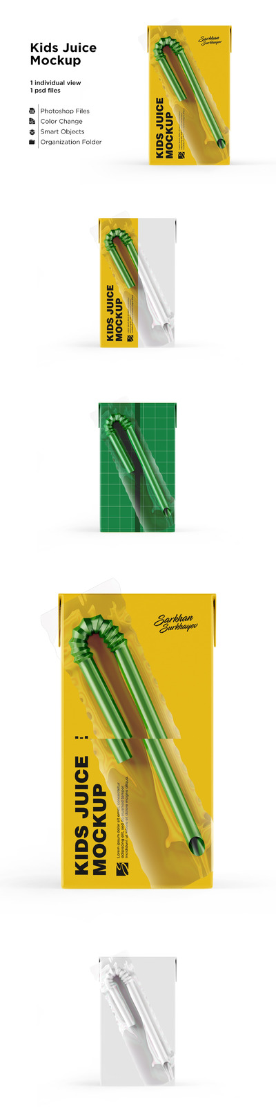 125ml带吸管果汁纸盒包装设计样机