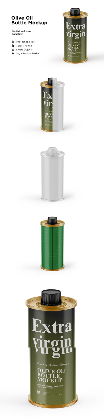 750ml橄榄油金属瓶包装设计样机