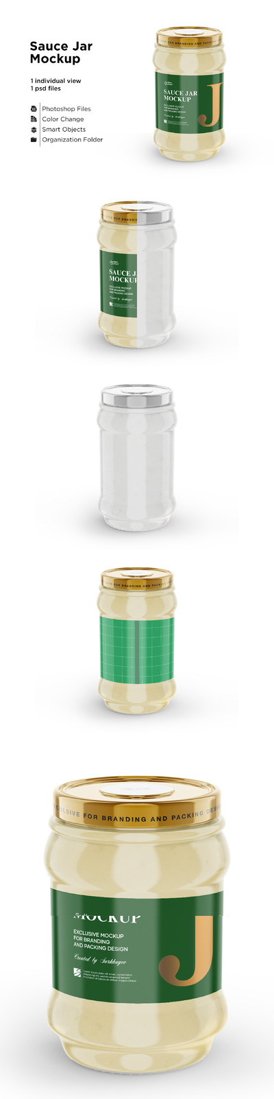 透明玻璃蛋黄酱酱罐包装设计样机