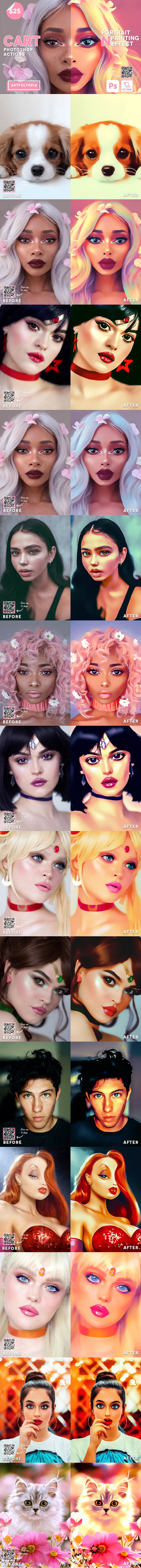 卡通肖像绘画效果ps动作